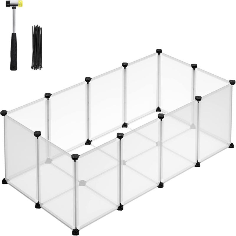 Large Space Anti-Escape Dog &amp; Rabbit Cage Fence Free Splicing Transparent Indoor Enclosure for All Seasons Rectangular Design