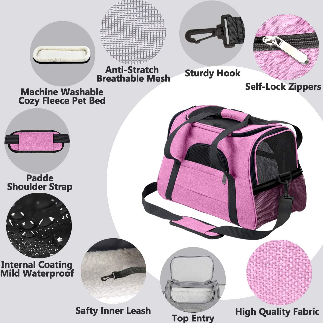 Custom Printed Waterproof Breathable Polyester Folding Dog Cage Crate Expandable Soft-Sided Pet Carrier Removable Fleece Pad