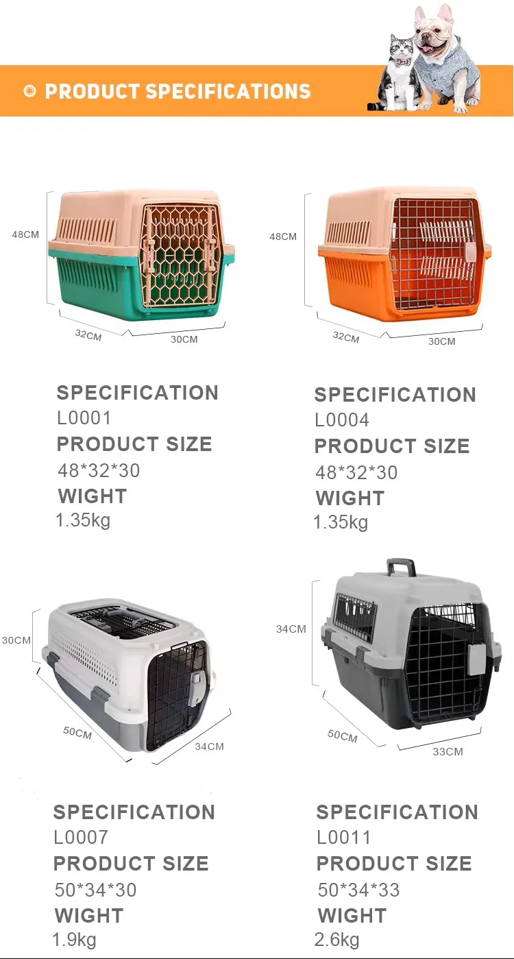 New Design Red Airline Shipping Approved Plastic Travel Transport Cage for Dogs