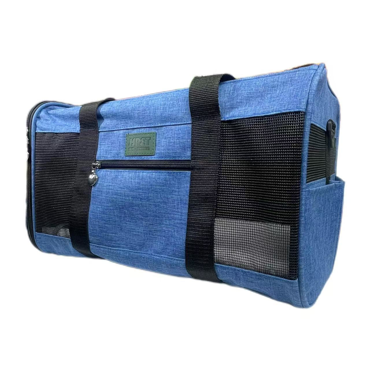 Fashionable Portable Eco-Friendly Breathable Oxford Polyester Pet Mesh Carrier Foldable Large Capacity Outdoor Travel Bag Zipper