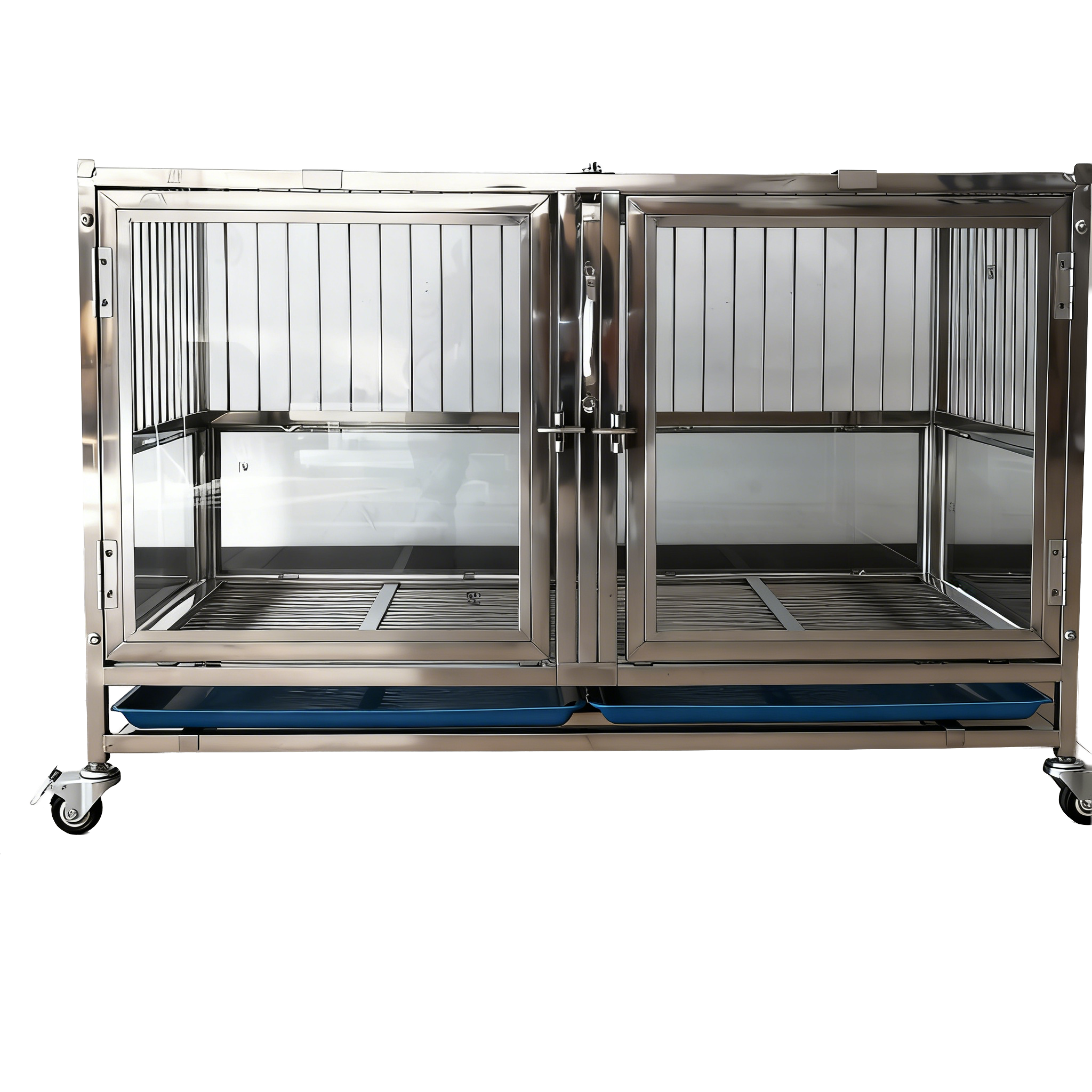 Veterinary Equipment Modern Folding Glass Dog Display Cage with Breathable Galvanized Stainless Steel Design and Button Closure