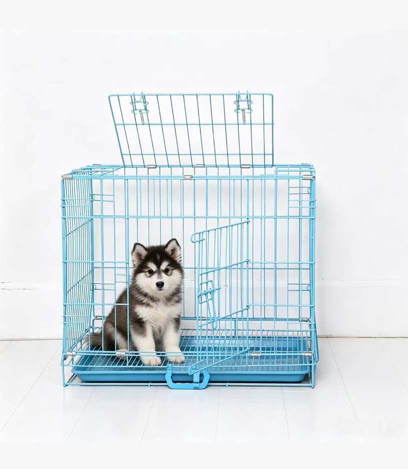 Foldable Metal Wire Dog Cage with Removable Tray Portable Pet Crate for Small Medium Dogs&amp; Catt Collapsible Indoor Pet Kennel