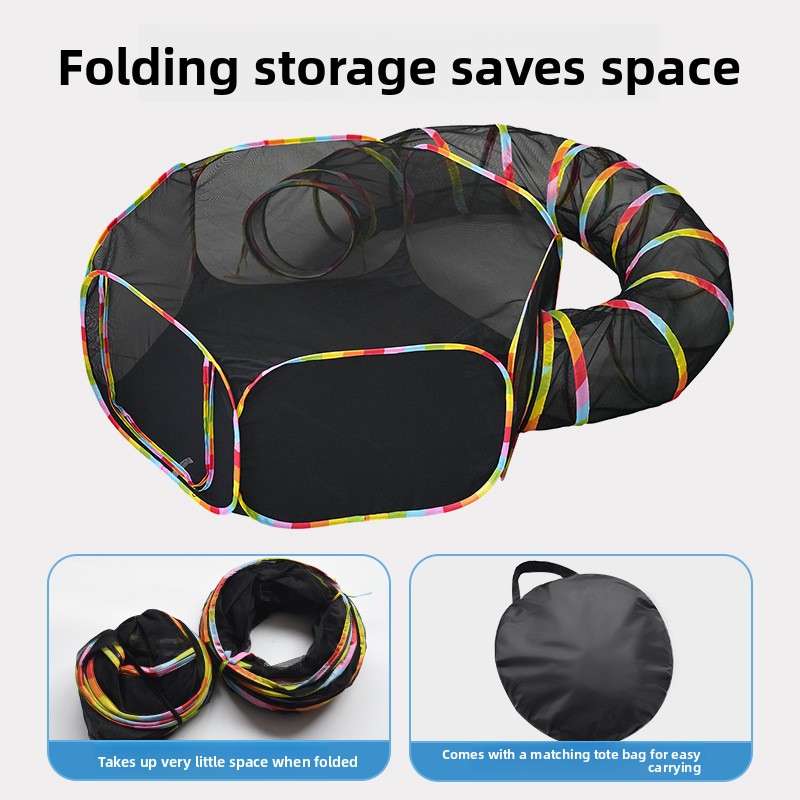 Breathable Fabric Dog &amp; Cat House Cage with Tunnel Design for Indoor/Outdoor Use RC2202 Model