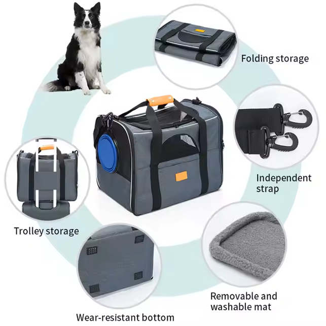 Factory Customization Cat Pet Carrier Soft Dog Soft-sided Carriers Luxury Travel Tote Airline Approved Soft Sided Pet Carrier