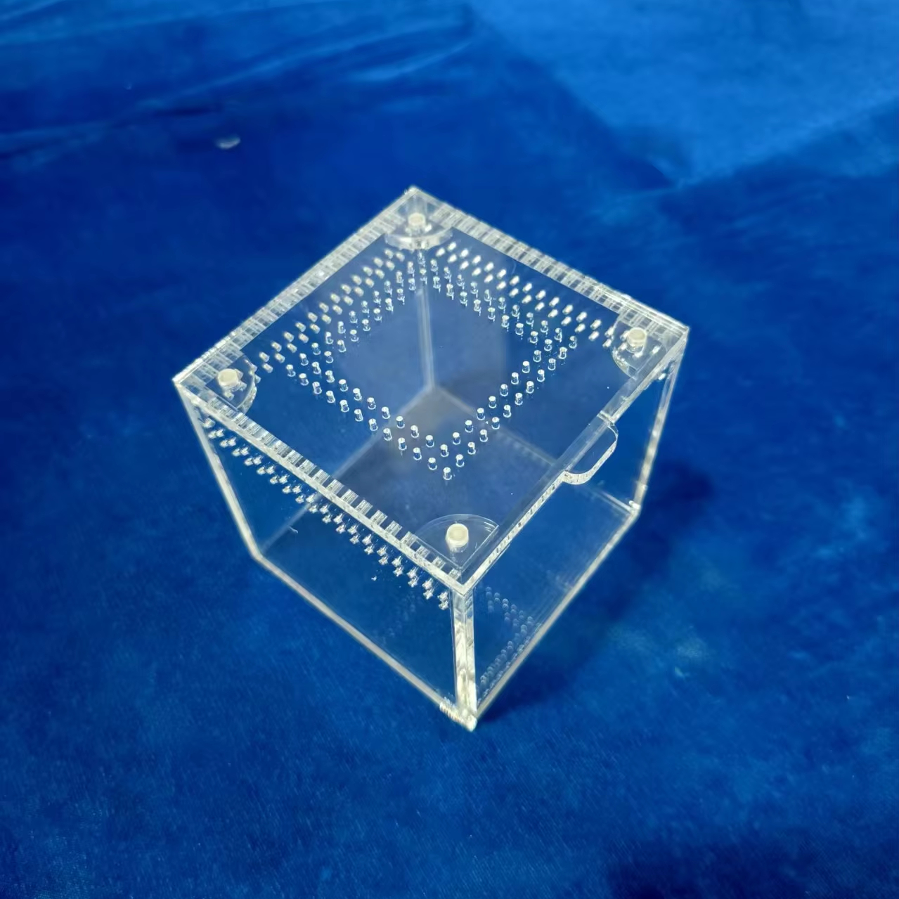 Modern 3x3x3 Inch Clear Acrylic Small Pet Enclosure Fluorescent Magnetic Jumping Spider Lizards Cube for Small Pets