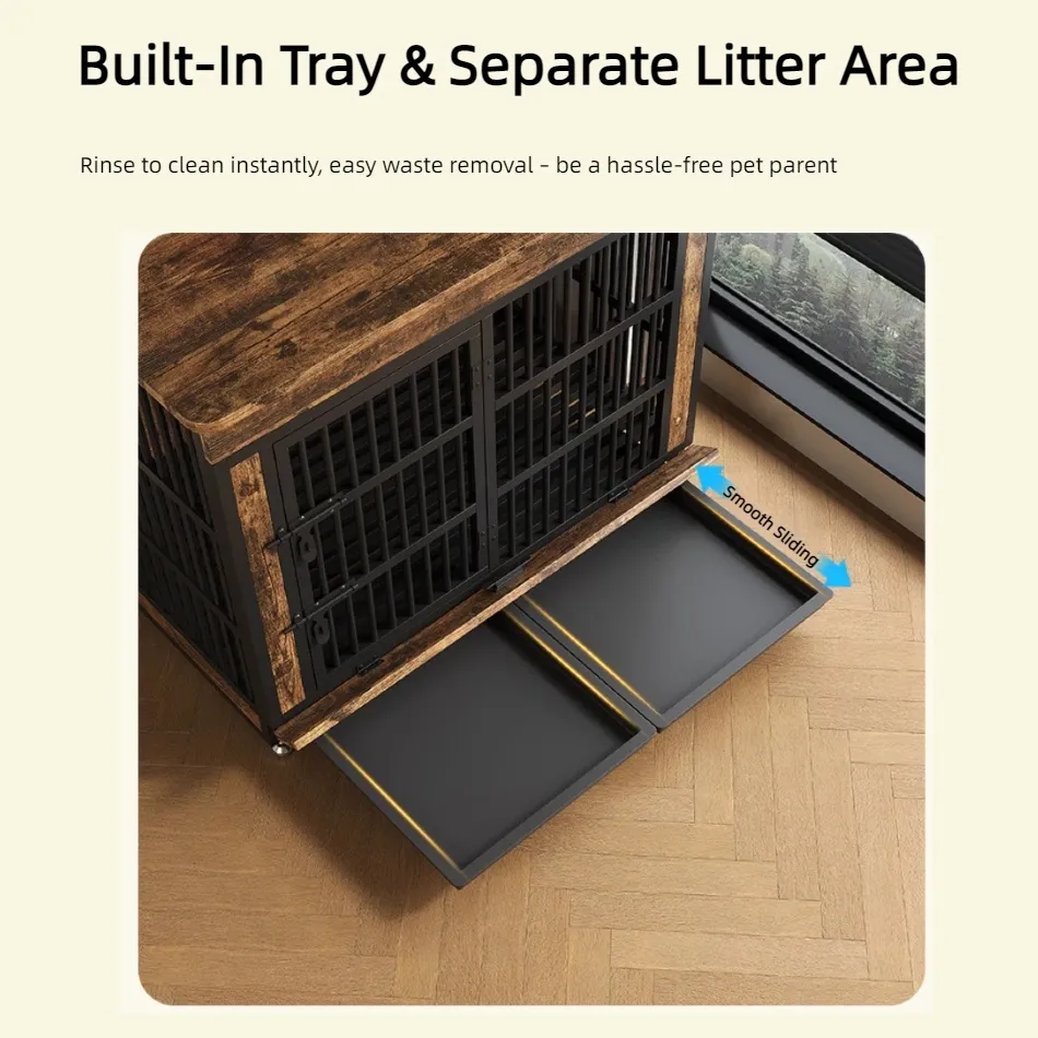 Heavy duty dog cage features