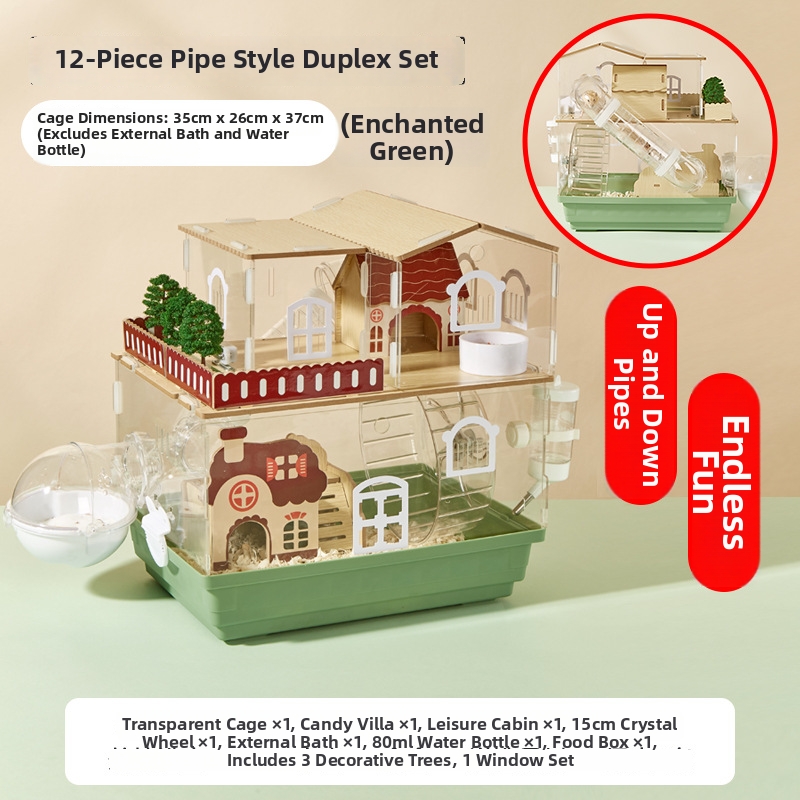 Deluxe Hamster Cage Sets Large Multi-Level Hamster Homes with Accessories Ventilated Transparent Enclosure