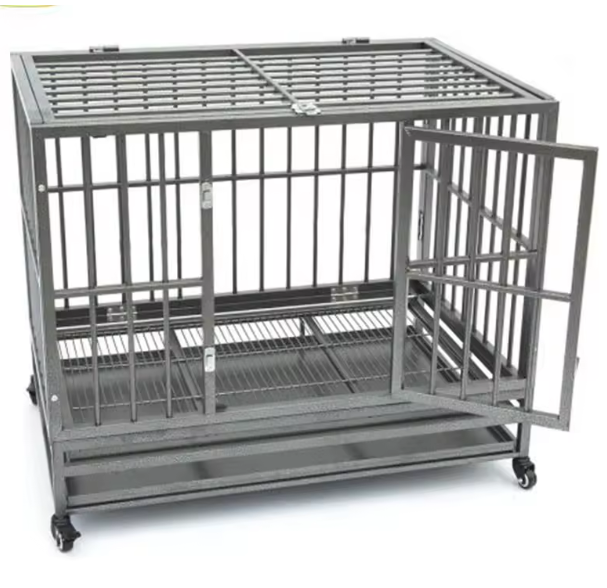 Modern Heavy Duty Galvanized Steel Dog Crate with Wheels Large Indoor/Outdoor Secure Puppy Enclosure for Dogs