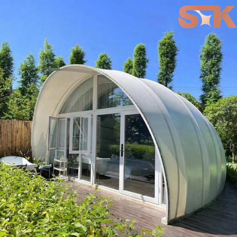 Luxury Mobile Shell Hotel Prefabricated Modular Cabin For Outdoor Resort Spa Garden Glamping Vacation Stay With Glass Door