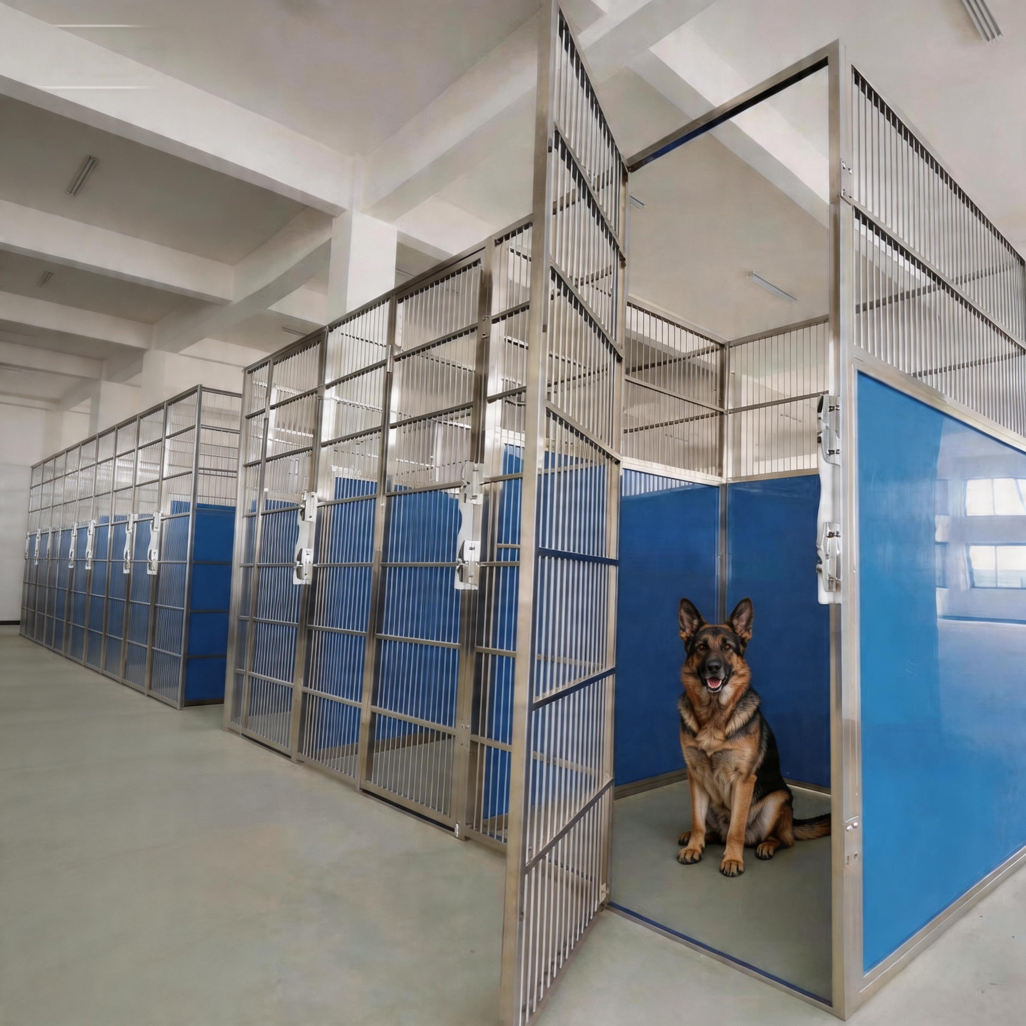 Heavy Dog Breeding Kennel System For Commercial Breeding Facility Stainless Steel Modular Design Kennel Run Outdoor