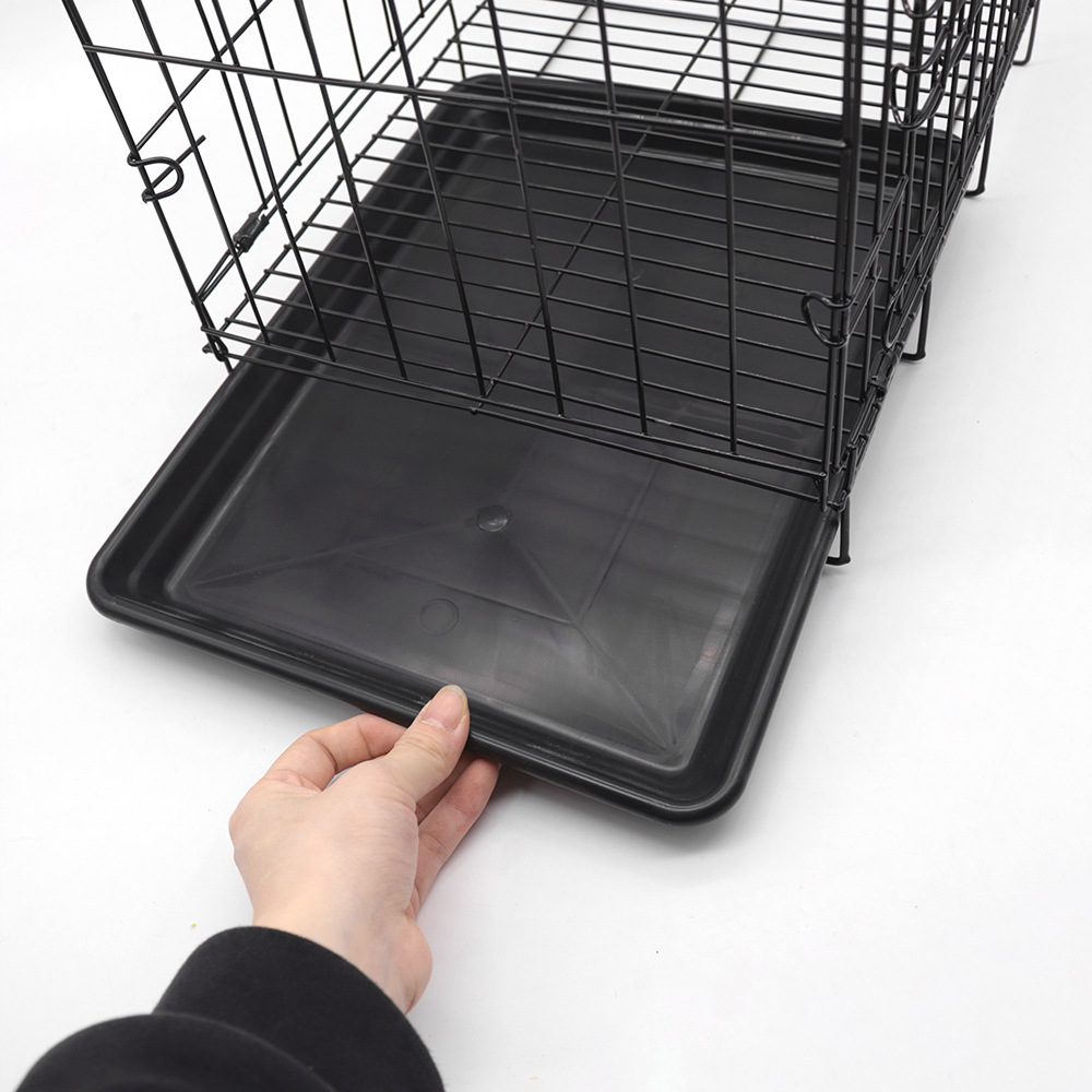Portable Sturdy Foldable Rectangle Steel Dog Kennel With Metal Tray Detachable Indoor Pet Cage For Small Dogs Cats &amp; Rabbits