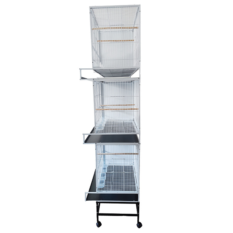 New Arrival Three Tier Metal Bird Breeding Cage with Removable Tray Stackable Divided Pet Bird Breeder Large Parrot Pigeon Cage