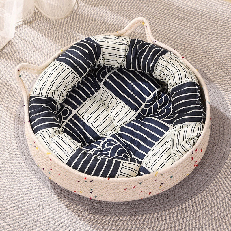 Woven Colorful Cotton Rope Comfortable Pet Bedding House Nest Along with Different Cotton Storage Baskets