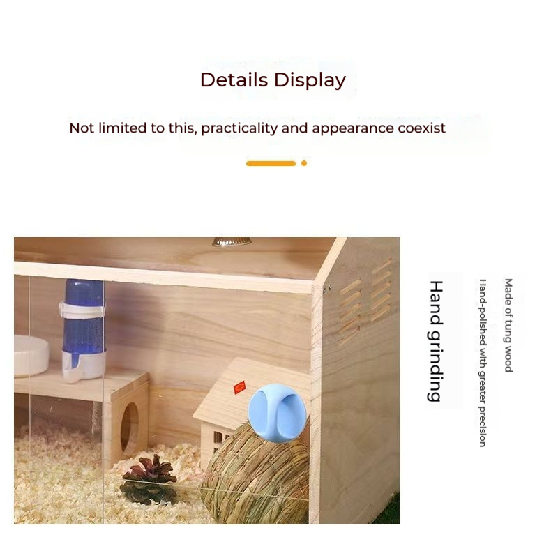 New Portable Durable Eco-Friendly Wooden Cage Openable Top Hamster House Small Animals Guinea Pigs Featuring