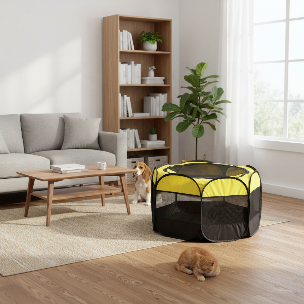Customizable Breathable Eco-Friendly Oxford/Nylon/Polyester Folding Cat Dog Playpen Kennel Animal Pattern Zipper Pet Cage