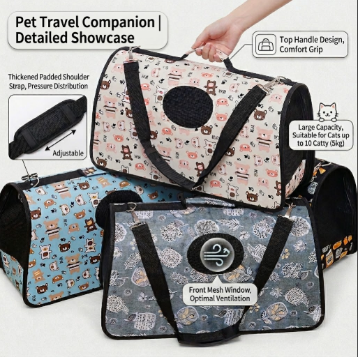 Dog Cat Soft-Sided Backpack Fashion Modern Zipper Multicolor Multi-pattern Oxford Cloth Portable Multifunctional Pet Carrier