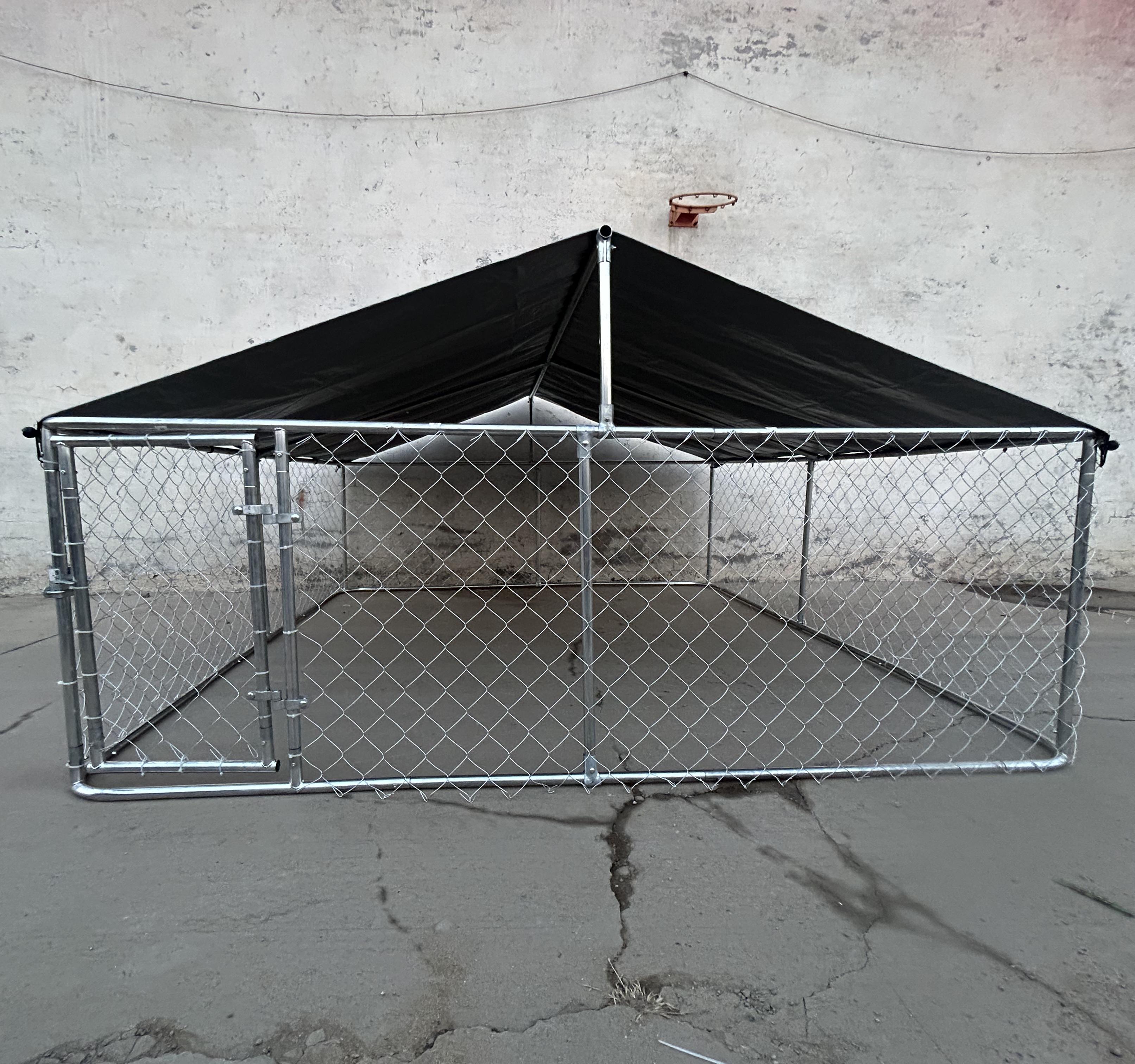 2m*1.5m*1.8m*2.3mGiant Dog Outdoor Kennel, Rust-Proof Steel Pet Enclosure, Canopy Covered Waterproof Dog House