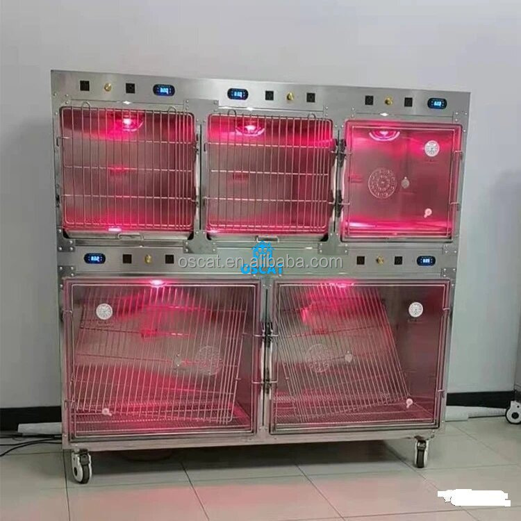 OSCAT Most Affordable Price Veterinary Instrument Durable Vet 5 Door Cage Veterinary Hospital Cage Sets