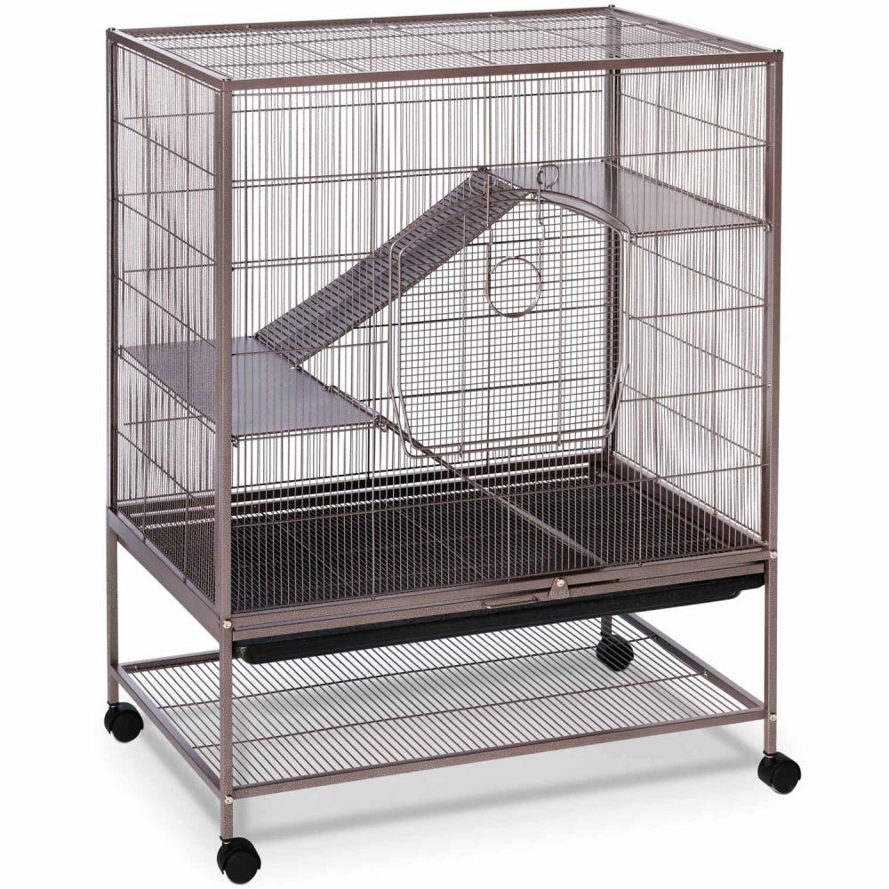 Stainless Steel Wire Small Animal Cage with Exercise Wheel Hamster Guinea Pig Rabbit Ventilated Easy Clean Welded Mesh Pet House