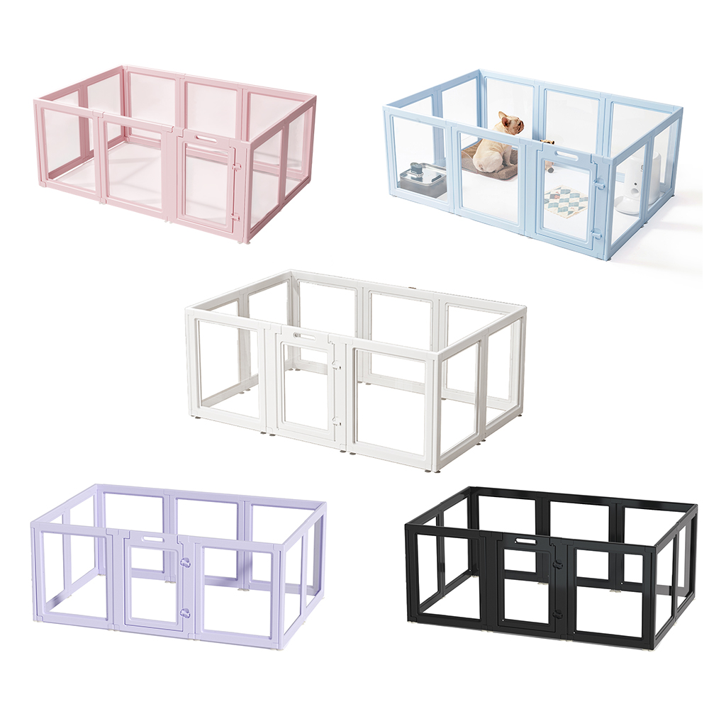 Hot Selling Transparent HDPE Acrylic Dog Playpen Blue Foldable Plastic Pet Fence Puppy Safe Enclosure