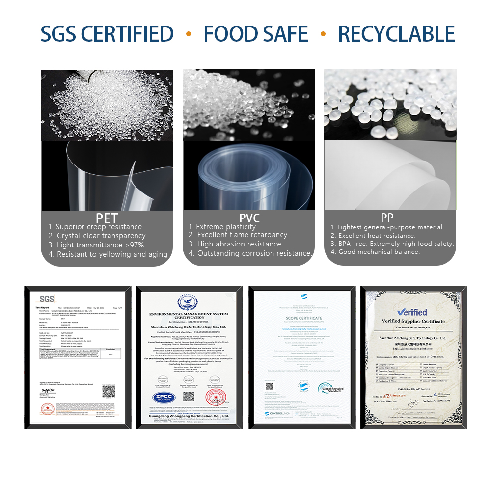 Recyclable Clear Plastic RPET/PVC Square Packaging Box With UV Printing For Gift &amp; Craft Display