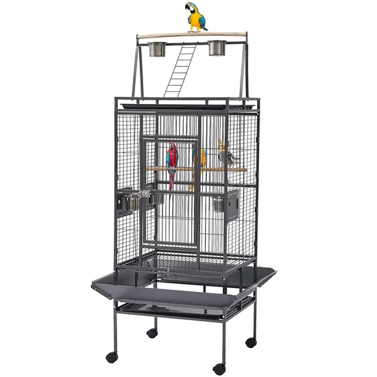 Black XL Metal Bird Cage with Removable Tray for Easy Cleaning Eco-Friendly