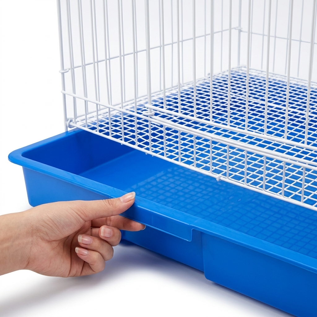 White Metal Wire Pet Crate with Pull-Out Tray for Puppy Training