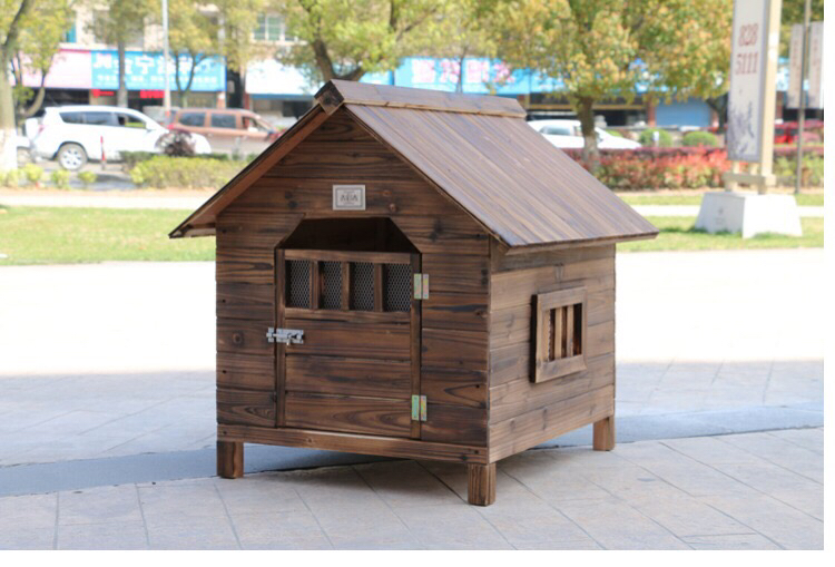 Luxury Modern All-Season Large Dog Shelter Rainproof Outdoor Wood Kennel Button Closure Solid Animal Design Dog House Cage OEM