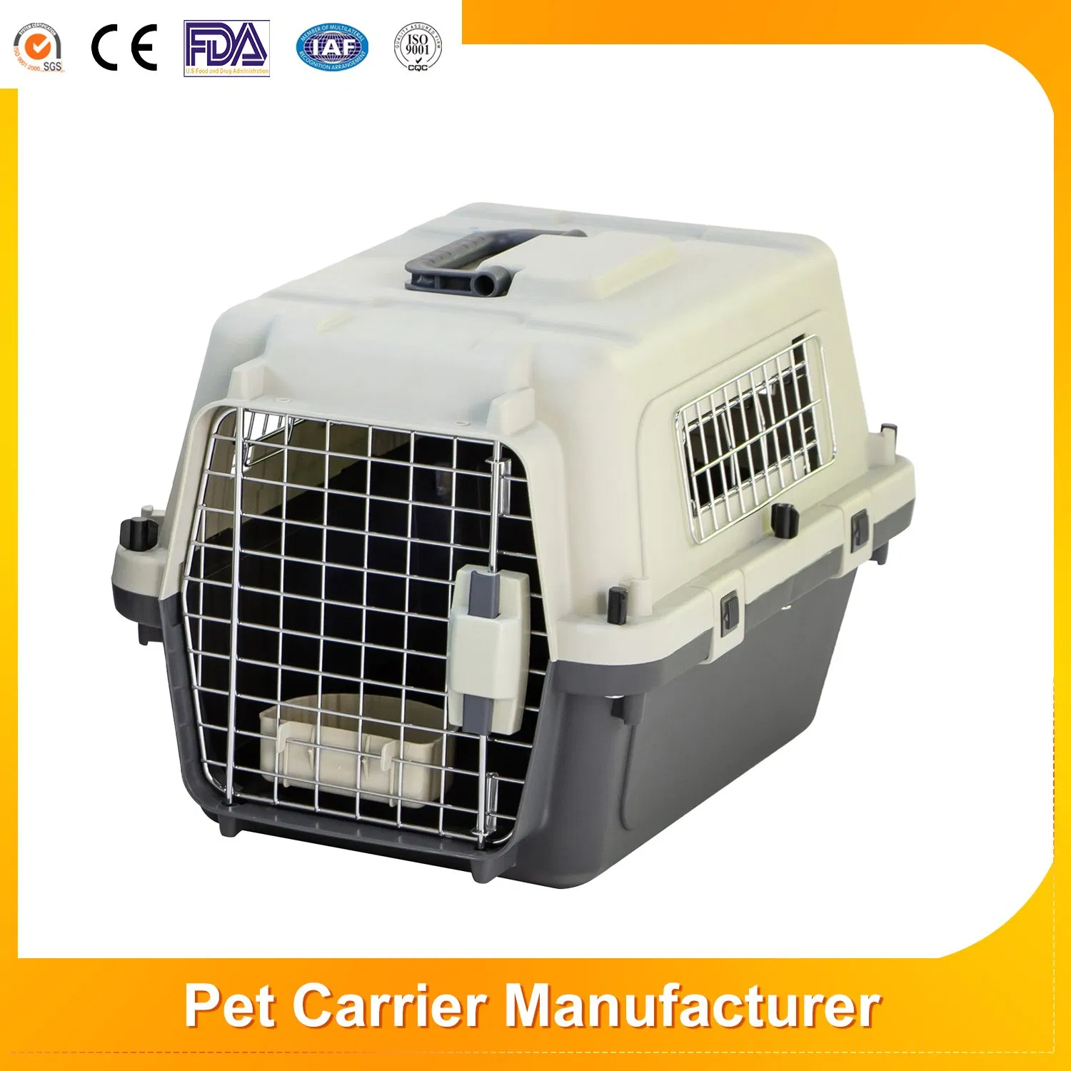Airline Approved Portable Plastic Large Air Travel Pet Carrier Airline Approved Sky Kennel Pet Dog Cat Cage with Wheels and Handle