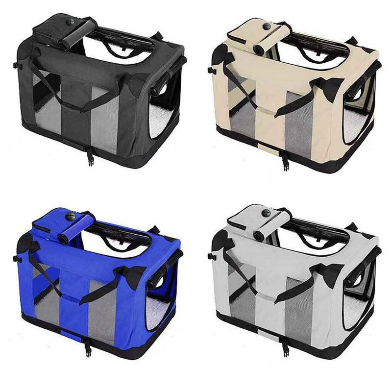 Portable Foldable Cat &amp; Dog Carrier Pet Car Bag Soft Padding Fleece Bed Folding Soft Dog Crate With Carrying Bag