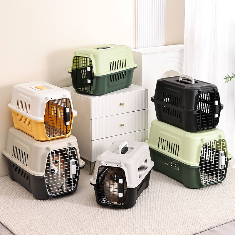 High Quality Foldable Plastic Pet Transport Box Airline Approved Dog Cat Carrier Portable Travel Cage