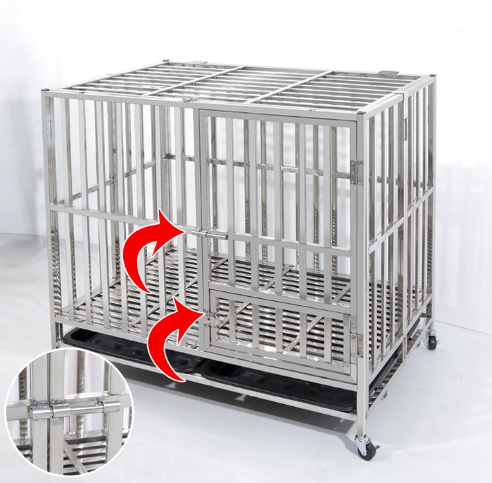 Heavy Duty Stainless Steel Dog Cage Kennel Crate and Playpen for Training Small Dog Indoor Outdoor with Doors &amp; Locks Design