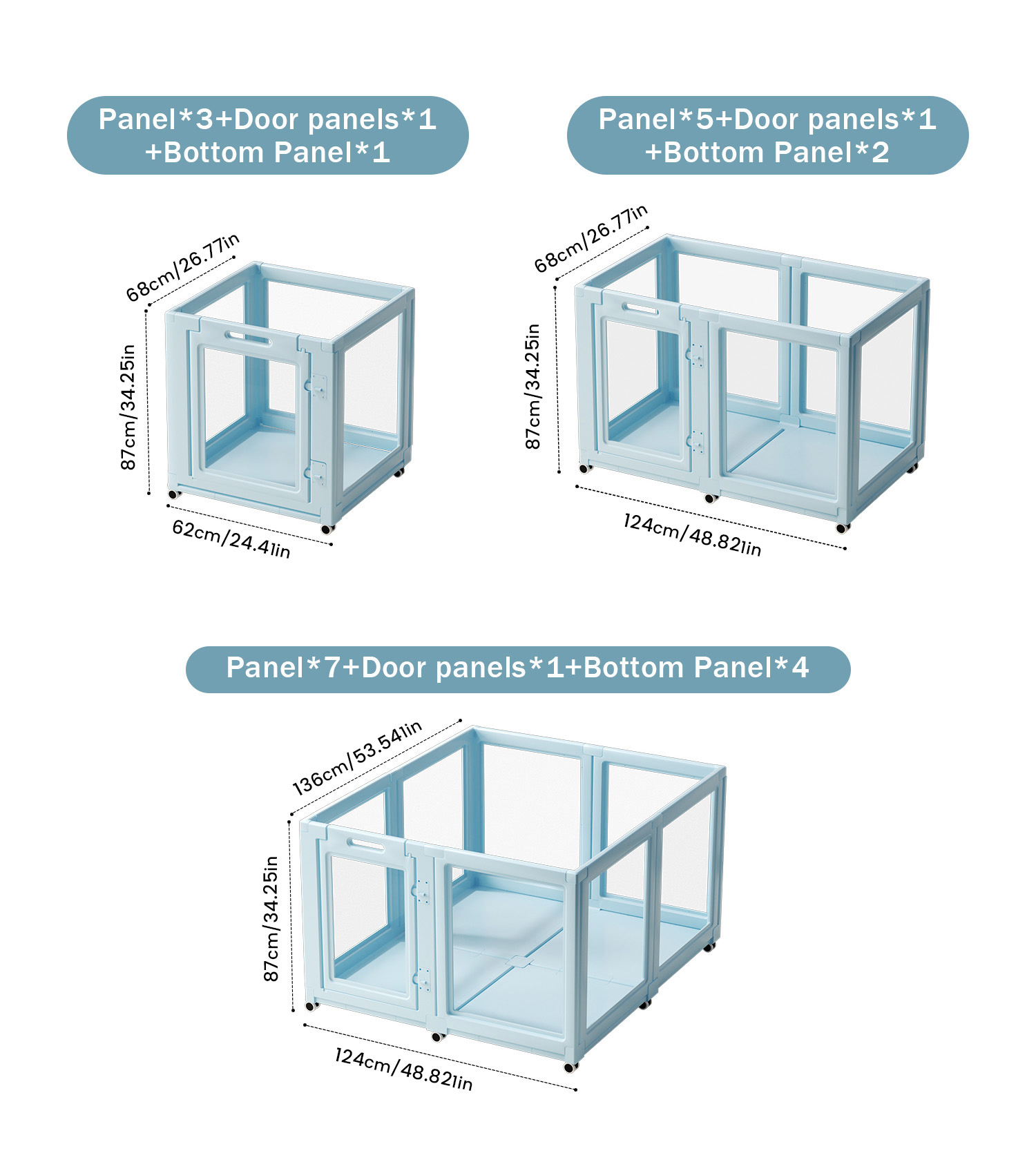 Acrylic HDPE Movable Indoor Pet Playpen with Wheels Transparent Dog Cage Small Dog Fence Enclosure