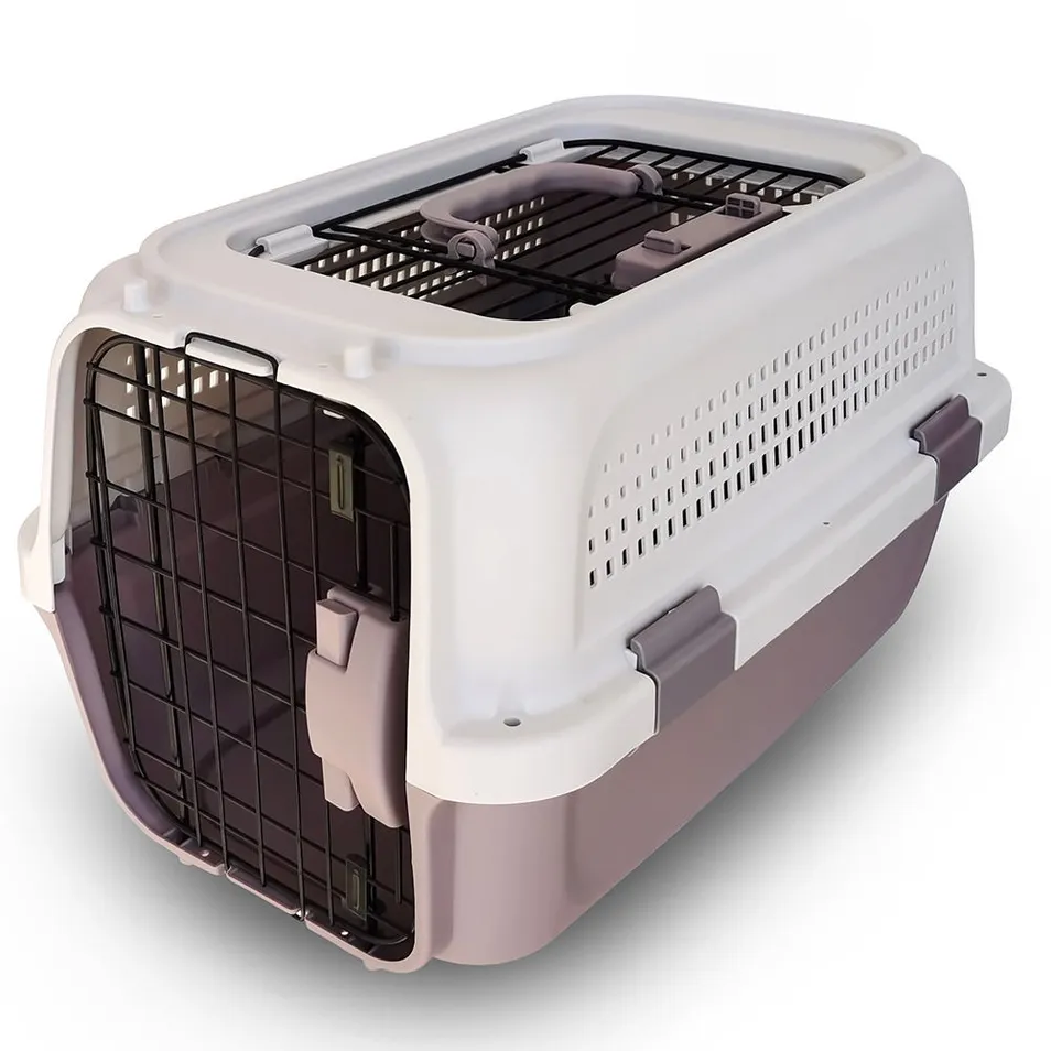New Design Red Airline Shipping Approved Plastic Travel Transport Cage for Dogs