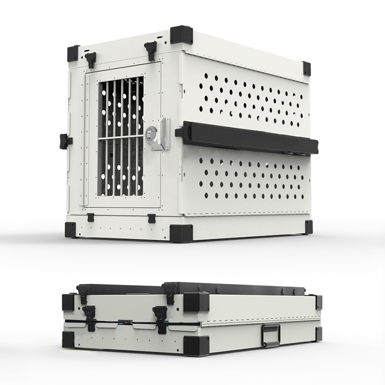 Easy to Carry Durable Large Metal Dog Cage Heavy Duty Aluminum Folding Portable Dog Crate Animal Dog Kennel Box for Car