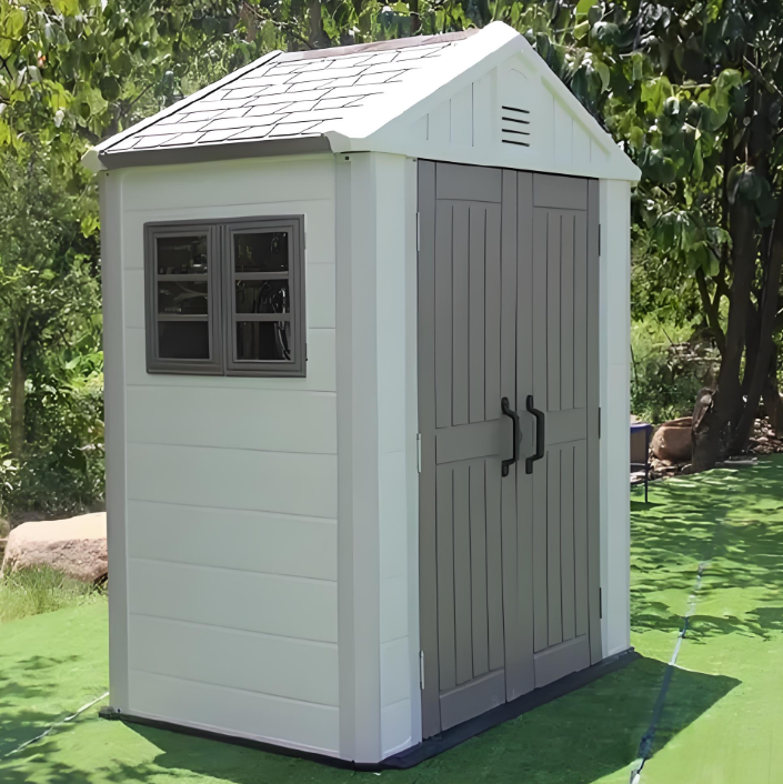 Large 6x4ft Outdoor Building Cabin Bike Shed Plastic Garden Tools Storage House With Window