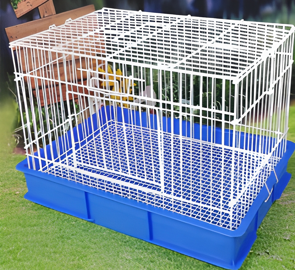 White Metal Wire Pet Crate with Pull-Out Tray for Puppy Training
