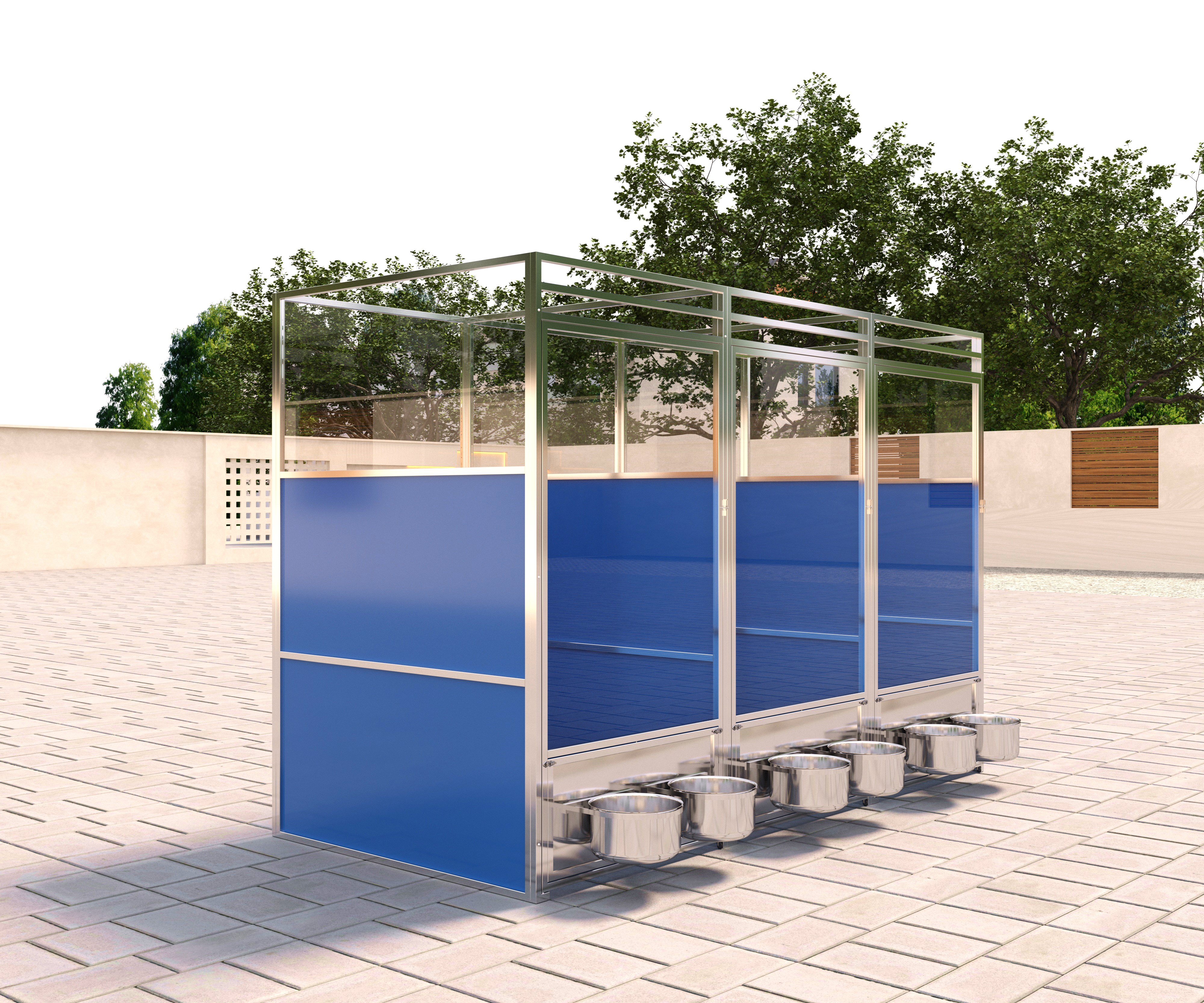 Stainless Steel Dog Kennels Large Dog Cage with Bowl Swivel Feeding System for Indoor &amp;outdoor