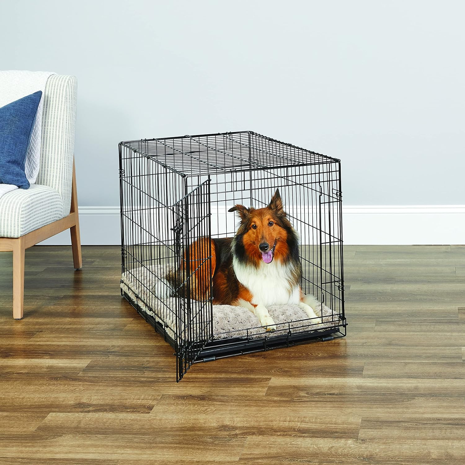 DIY Luxury Classic Wired Foldable Heavy Duty Dog Crate Large Dog Cage Strong Metal Dog Kennels with Plastic Tray and Box