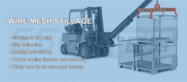 Powder Coated Collapsible Stackable Color Customized Pallet Crate Metal