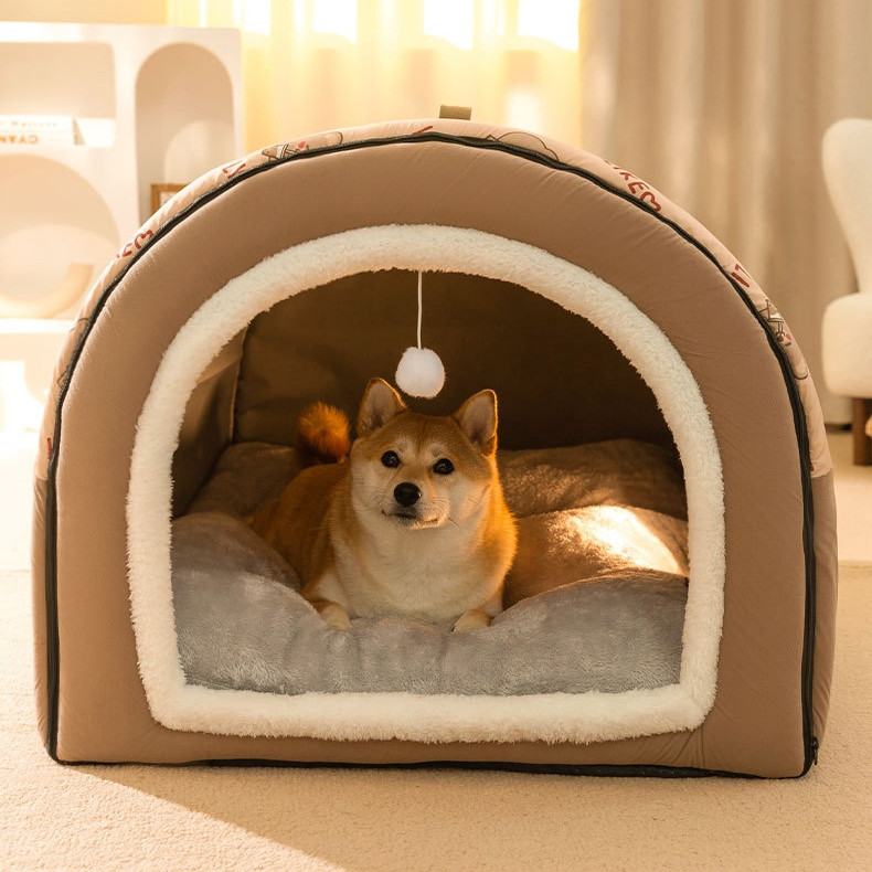 Cozy Pet Bed Winter Warm Plush Removable Waterproof Dog Cat House