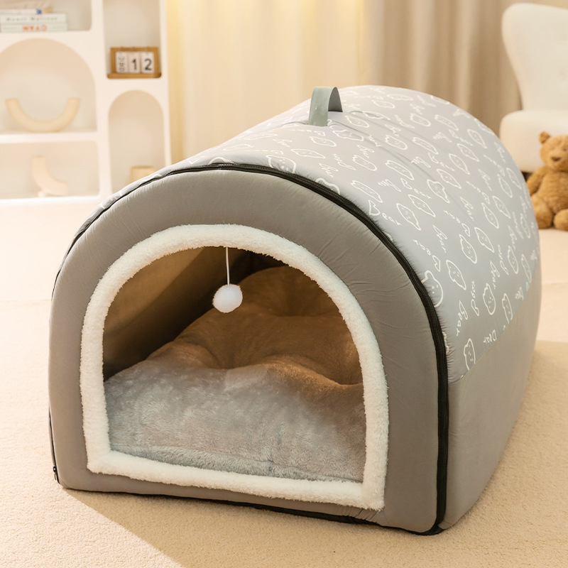 Cozy Pet Bed Winter Warm Plush Removable Waterproof Dog Cat House