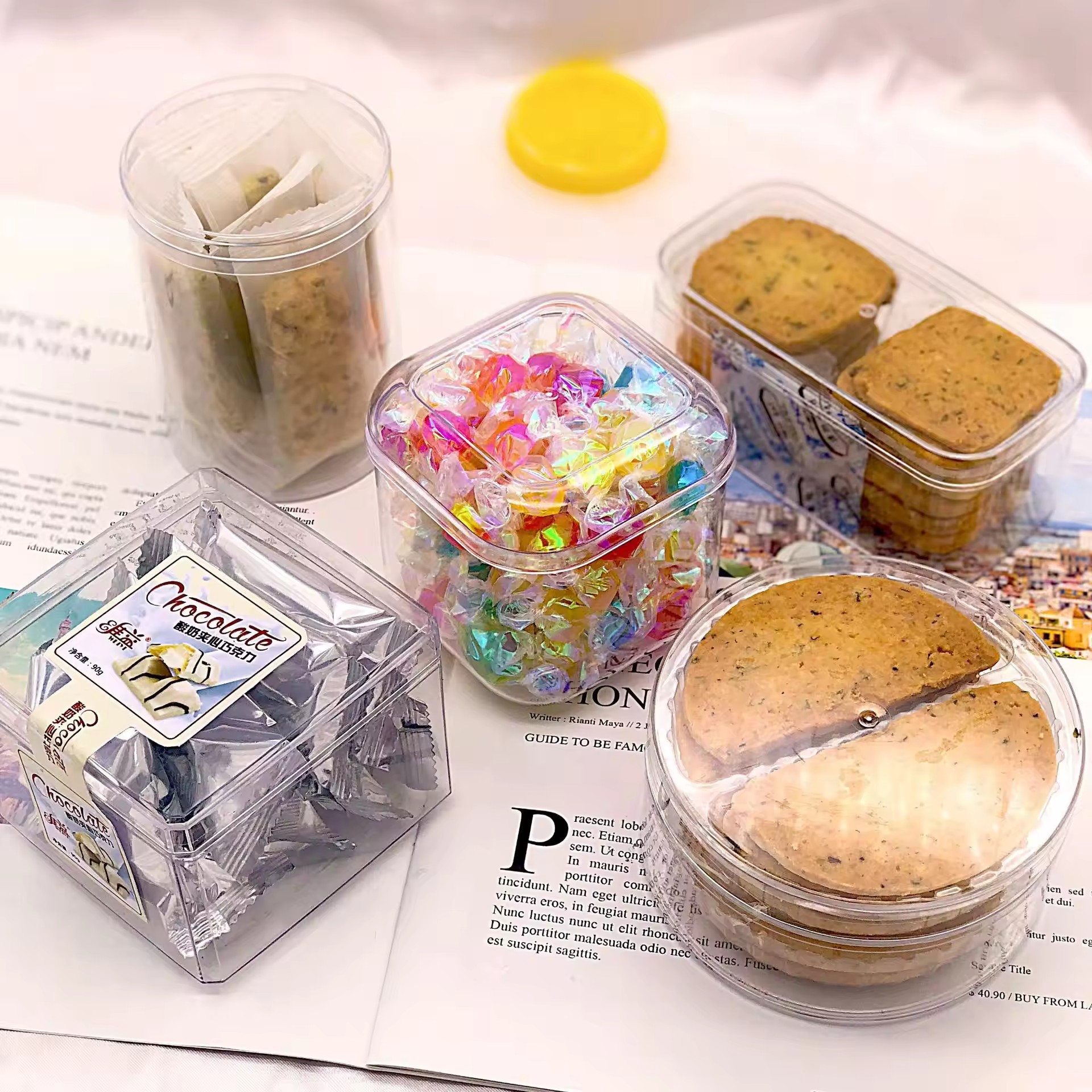 Popular Plastic Boxes Acrylic Transparent Biscuit Clear Square Pastry Plastic Tiramisu Dessert Cake Box