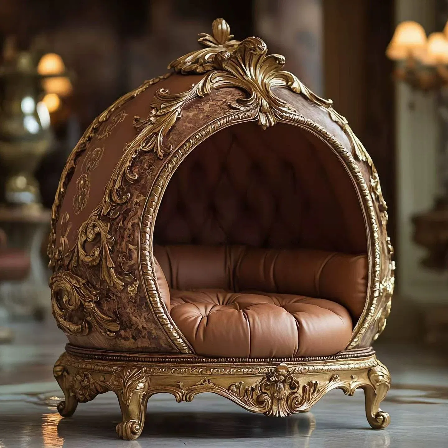 Luxury Handmade Castle Cat House with Pearl Decor, Royal Pet Palace for Indoor Cats, Premium Cat Furniture & Bed