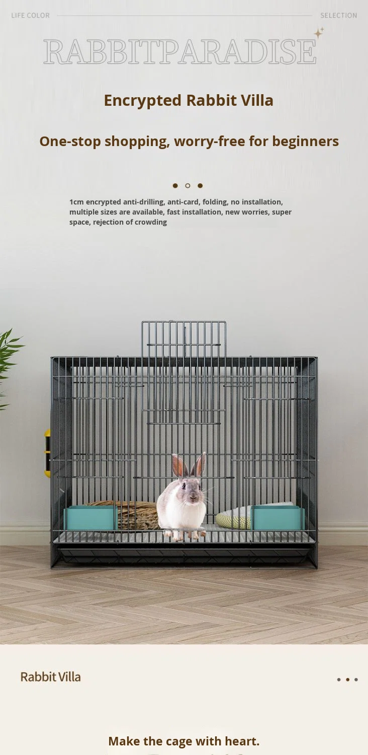 Multi-Pet Indoor Iron Rabbit Hutch Removable Tray Stylish Easy Clean 4-Door Space-Saving Foldable Easy Assembly for Pet Stores