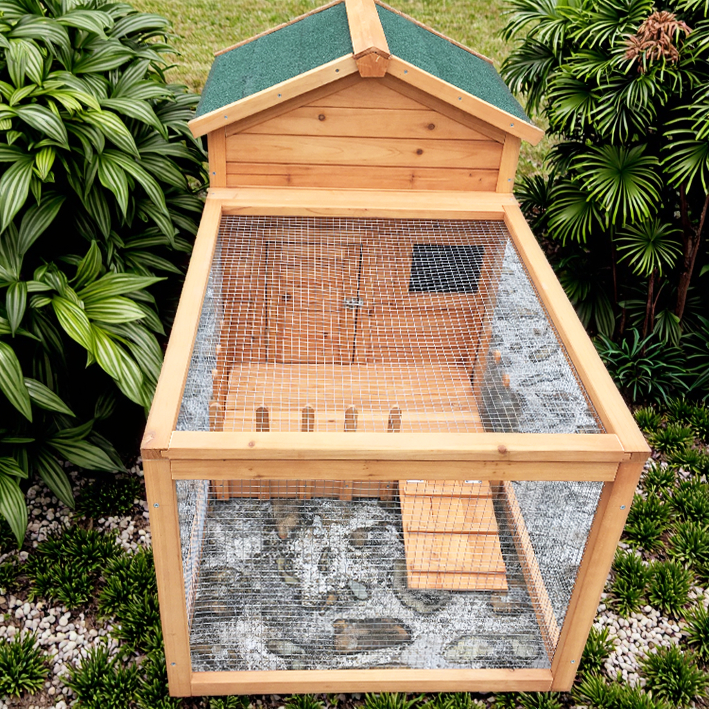 SDR025 Eco-Friendly Luxury Rabbit Cage Pet House For Rabbit Quail &amp; Duck With Nest Box Weatherproof Wood Cage For Backyard Use