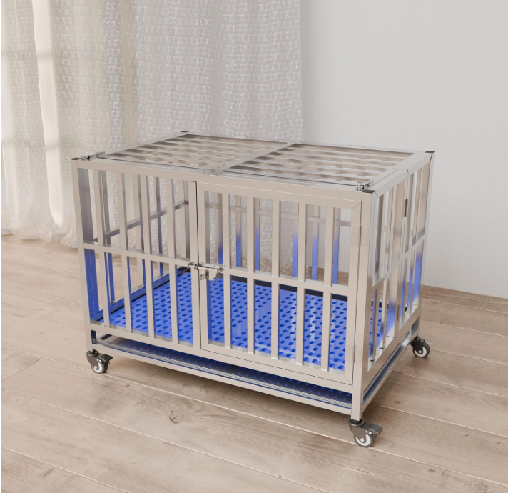 Stainless Steel Crate Cage Duty Dog Kennel Pet Cage With Tray/Indoor Foldable Portable Stackable Heavy 304 Dog Kennel Pet Cage