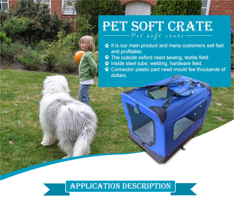 Luxury Modern Style Foldable Portable Pet Dog House Soft Crate Carrier Cage Kennel with Fleece Mat and Snap Button Closure