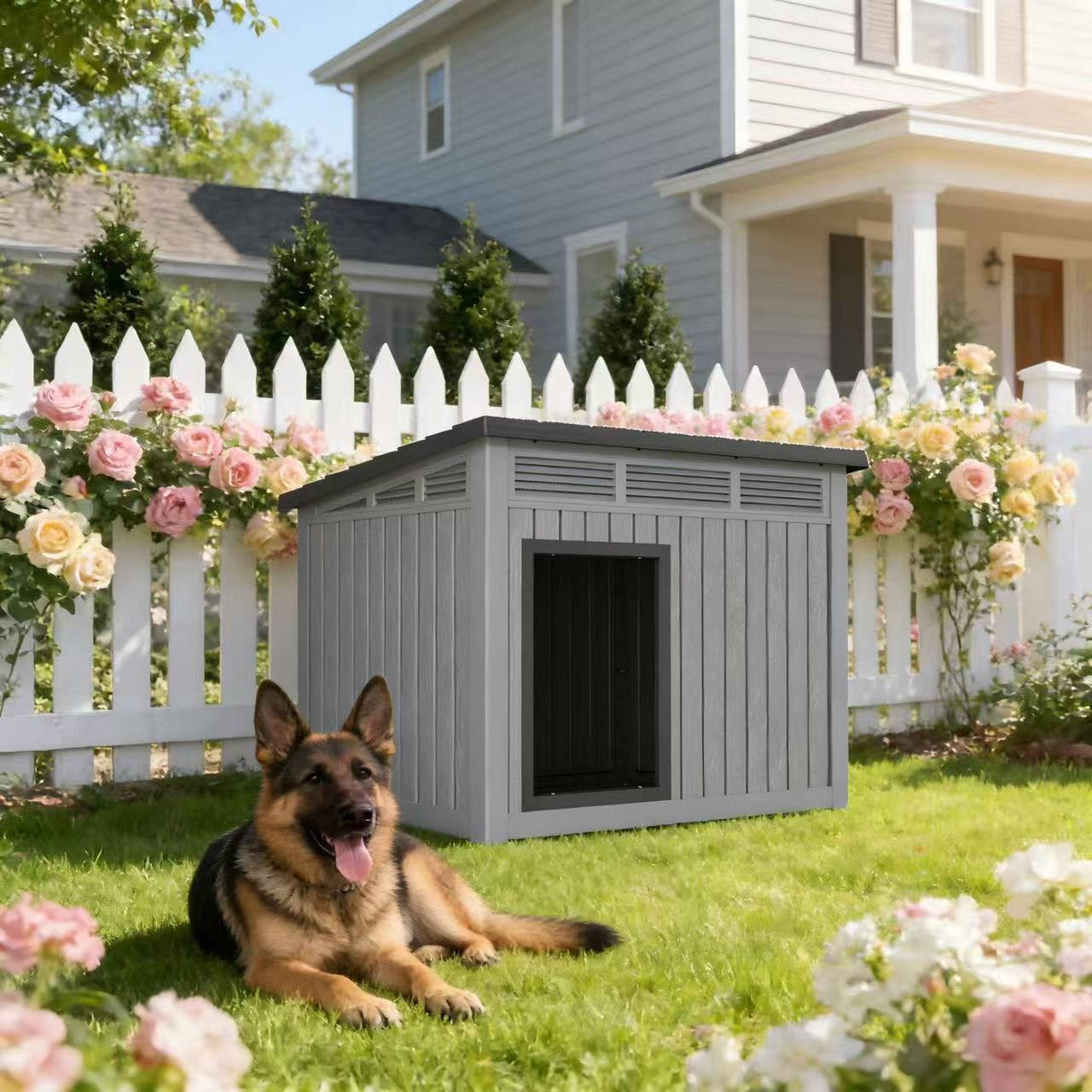 Luxury Plastic Dog House Outdoor Rain- and Cold-Proof Winter-Warm Small Medium and Large Dog Kennel