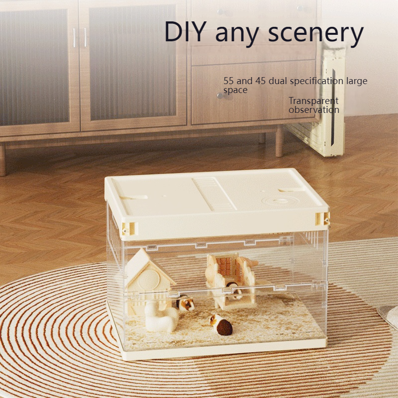 Luxury Desktop Hamster Cage with Warm Ventilation Design Durable Plastic Tray Easy Assembly Pallet Type Single Cage